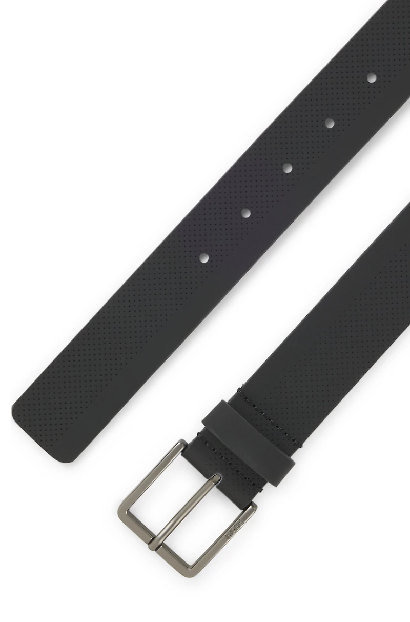 Perforated-pattern belt Italian leather