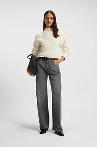 Grey boyfriend-fit jeans rigid denim