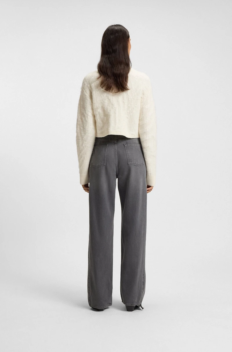 Grey boyfriend-fit jeans rigid denim