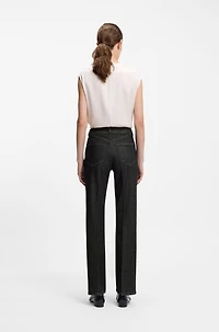 Black slim-fit jeans marble-structured stretch denim