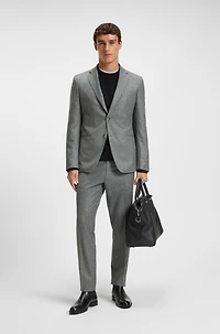 Micro-patterned slim-fit jacket virgin wool