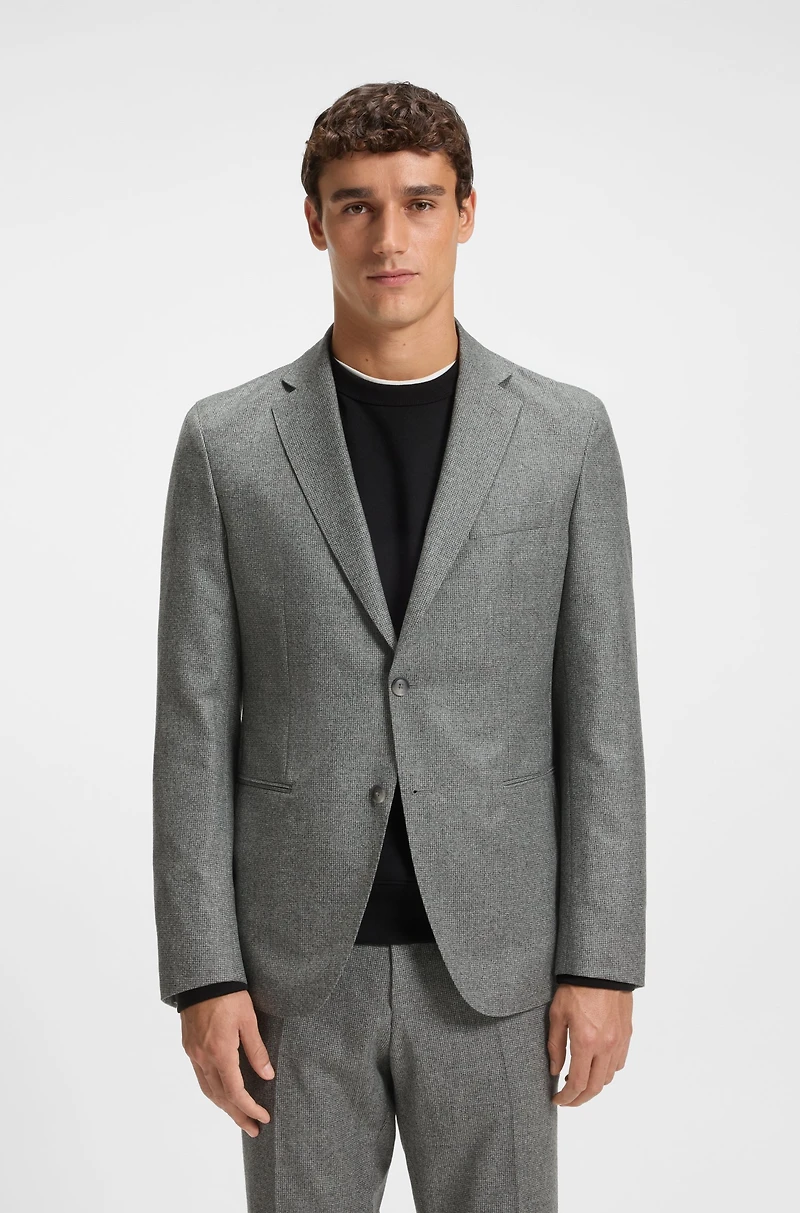 Micro-patterned slim-fit jacket virgin wool
