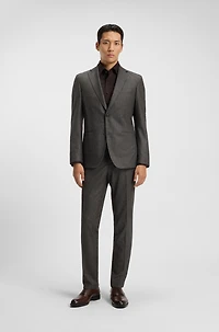 Micro-patterned slim-fit jacket virgin wool