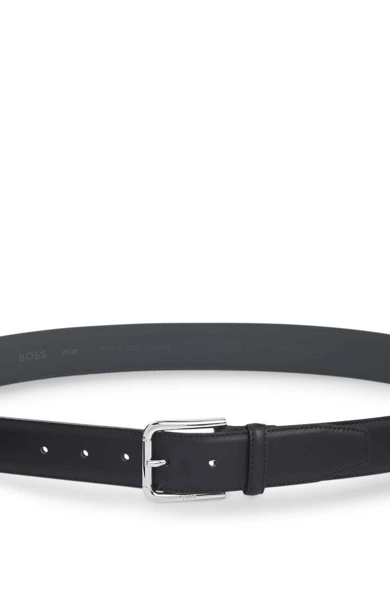 Italian-leather belt with pin buckle