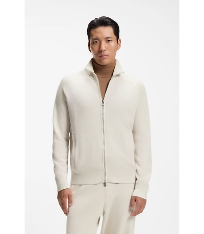 Virgin-wool cardigan with zip front