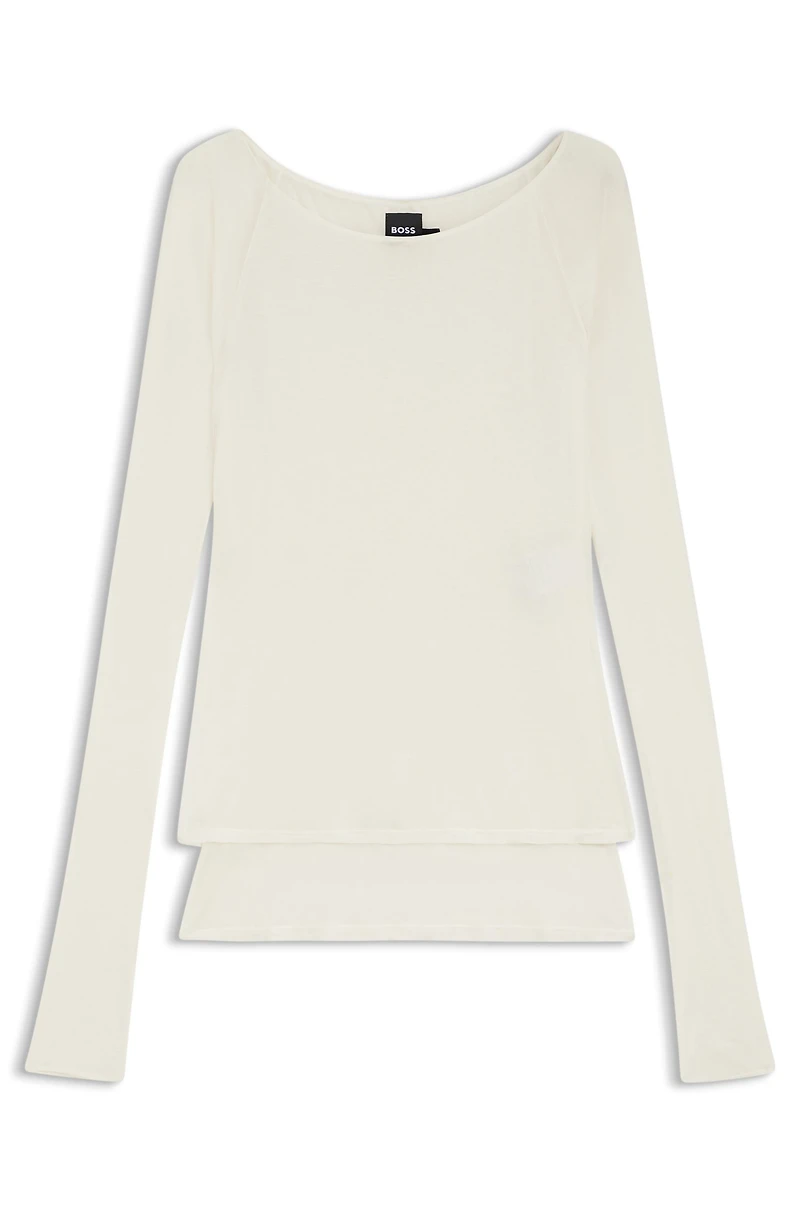 Sheer-jersey top with double layer