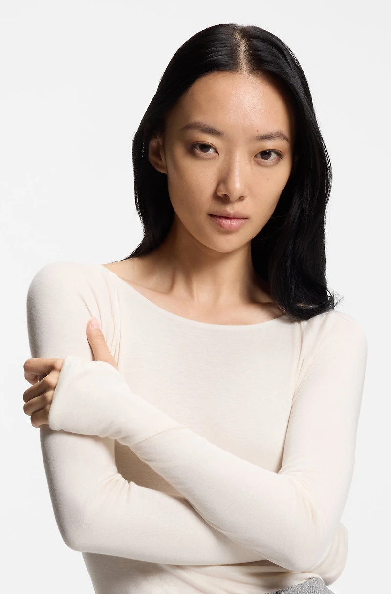 Sheer-jersey top with double layer