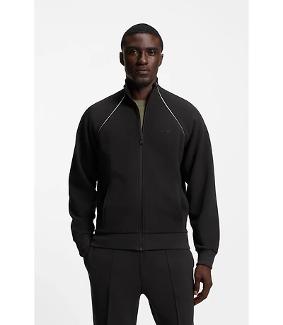 Contrast-piping sweatshirt a cotton blend