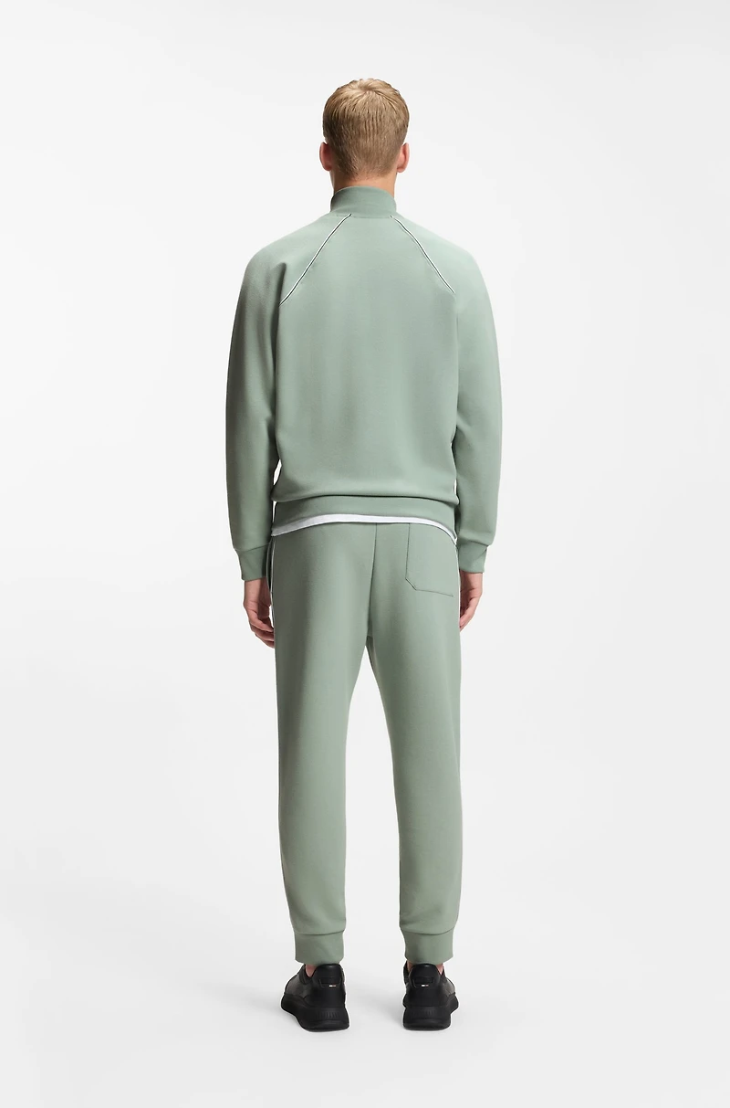 Contrast-piping sweatshirt a cotton blend