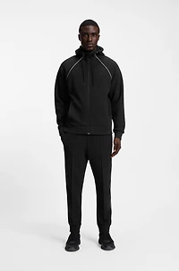 Piping-detail zip-up hoodie a cotton blend