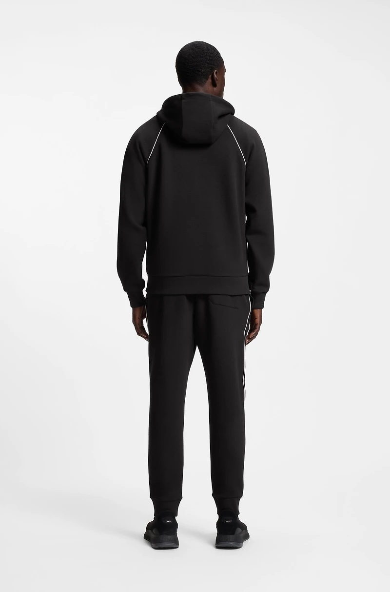 Piping-detail zip-up hoodie a cotton blend