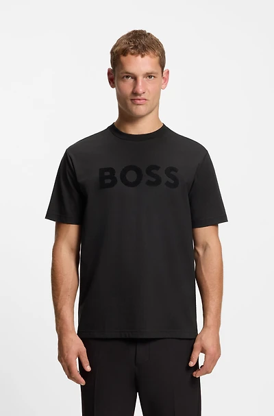 Tonal-logo T-shirt stretch cotton