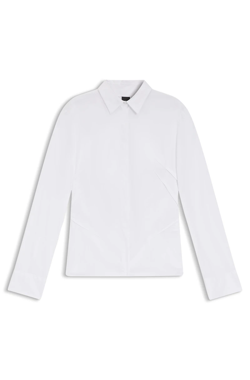 Easy-iron slim-fit blouse cotton-blend poplin