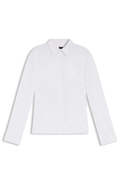 Easy-iron slim-fit blouse cotton-blend poplin