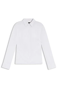 Easy-iron slim-fit blouse cotton-blend poplin