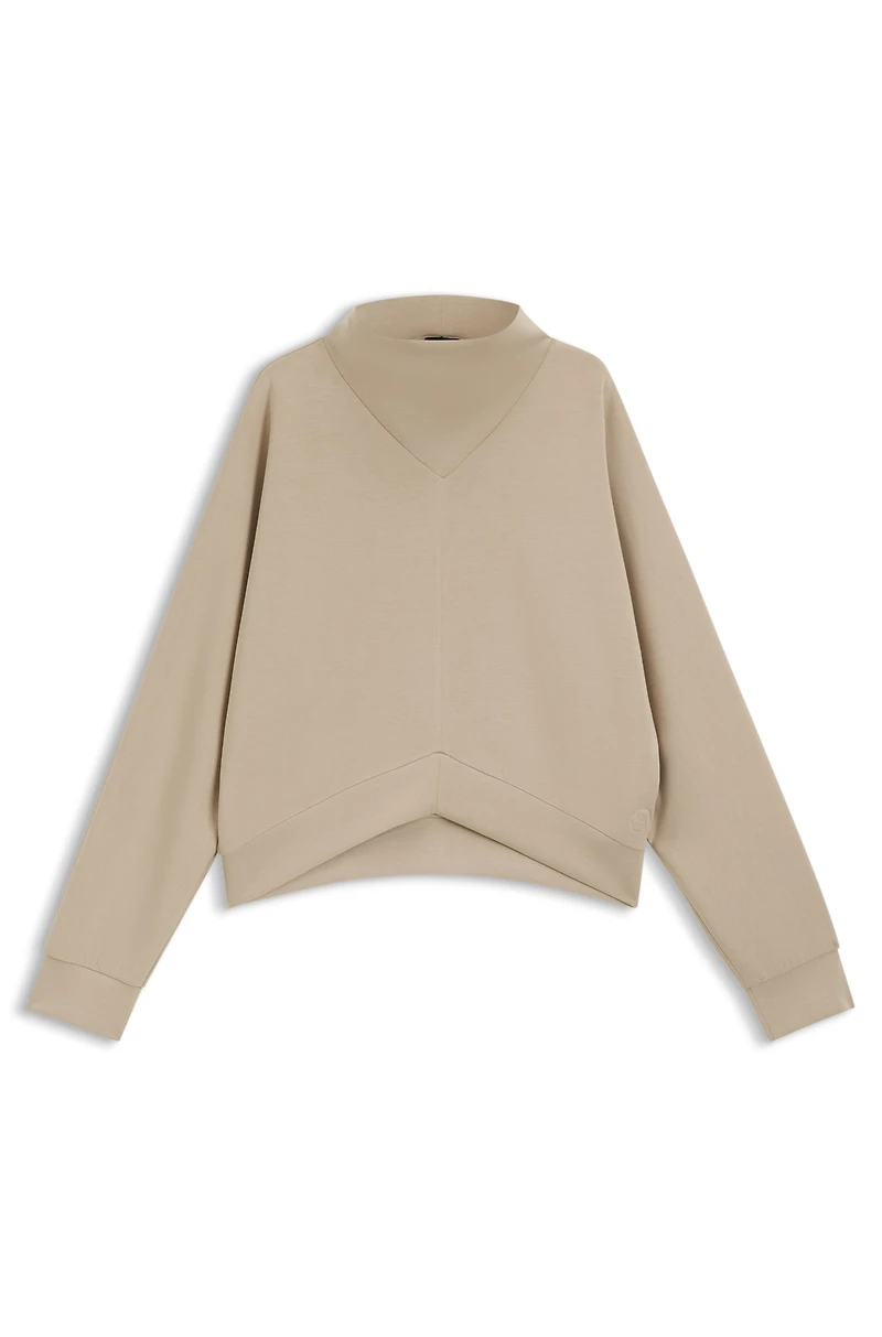 Loose-fit sweatshirt with draped funnel neck