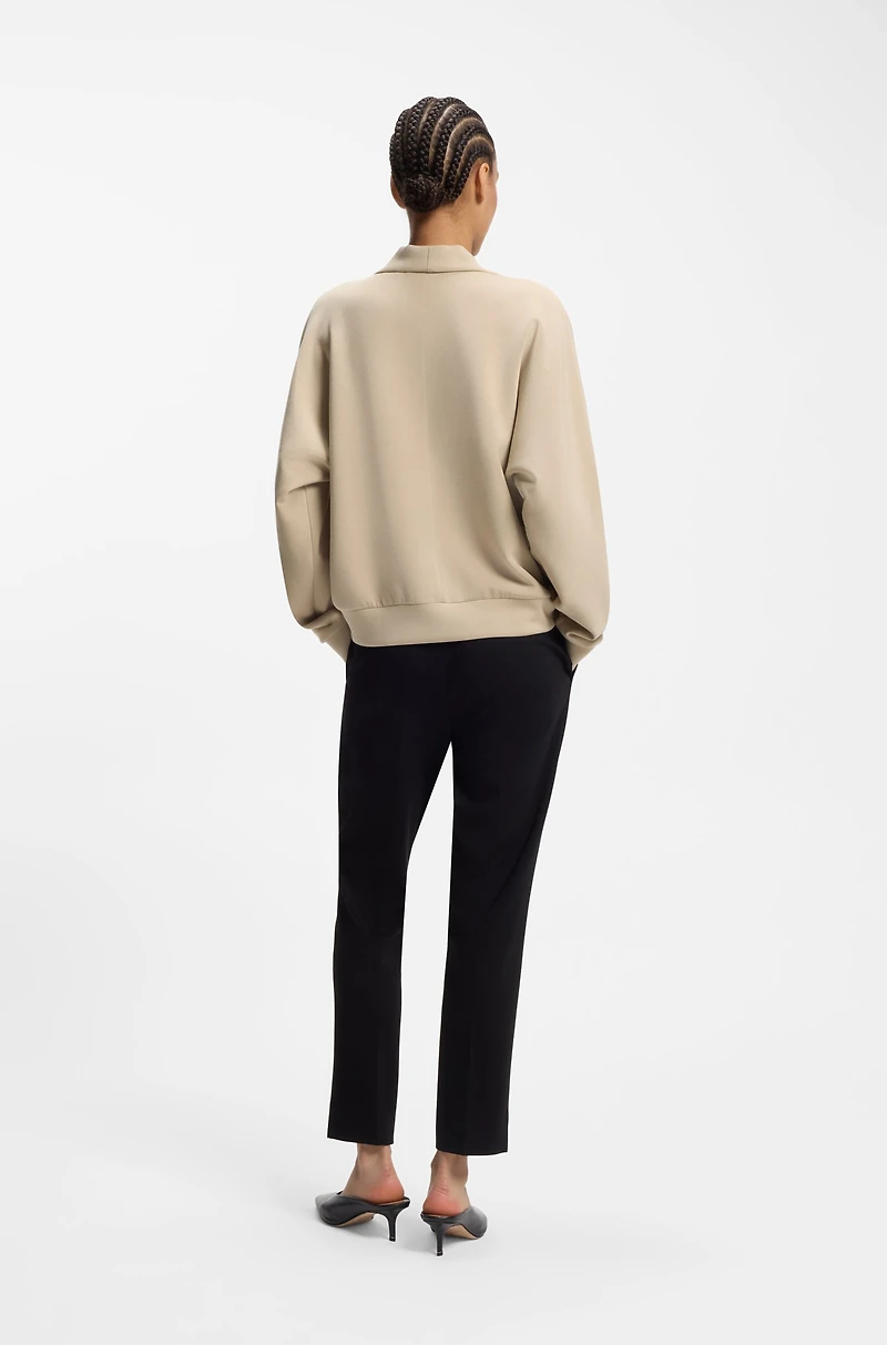 Loose-fit sweatshirt with draped funnel neck