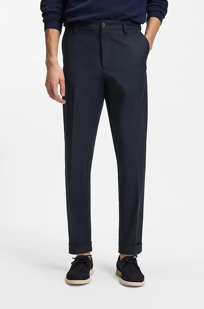 Easy-iron modern-fit trousers cotton-blend twill