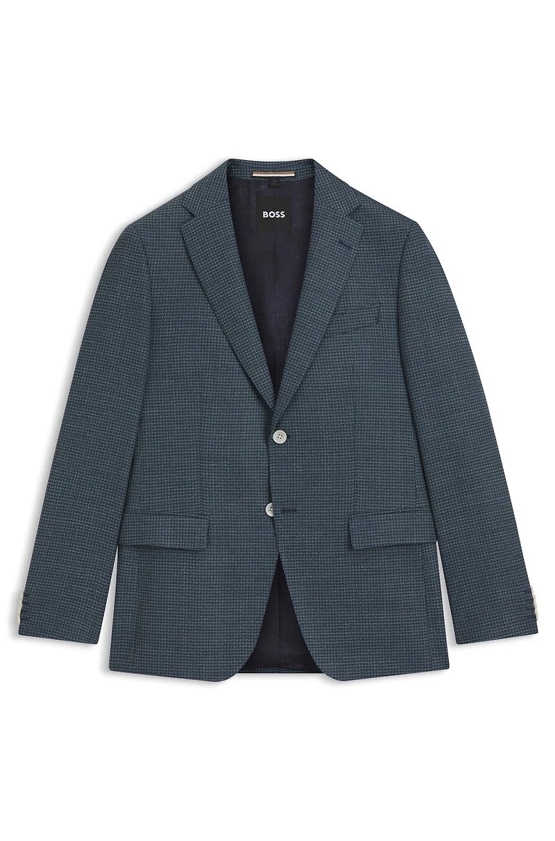 Patterned wool suit jacket with crease resistance
