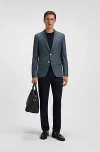 Patterned wool suit jacket with crease resistance