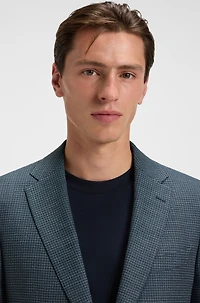 Patterned wool suit jacket with crease resistance