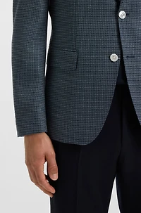 Patterned wool suit jacket with crease resistance