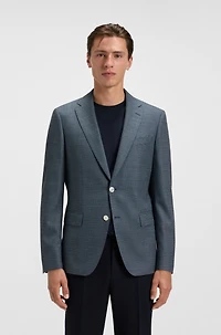 Patterned wool suit jacket with crease resistance