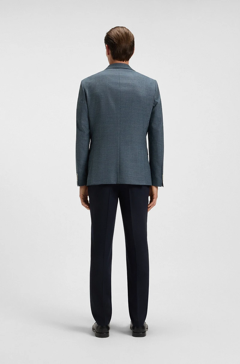 Patterned wool suit jacket with crease resistance