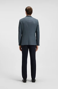 Patterned wool suit jacket with crease resistance