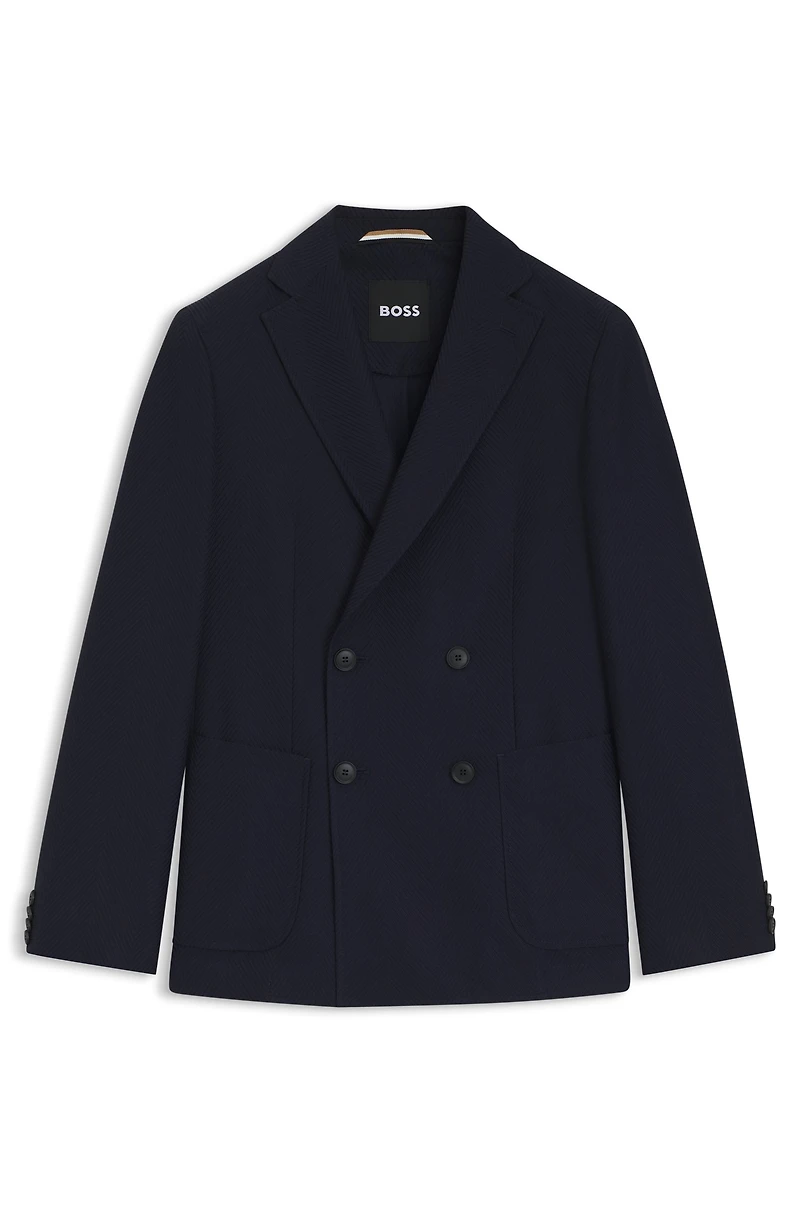 Double-breasted blazer cotton and wool seersucker