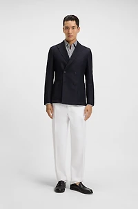 Double-breasted blazer cotton and wool seersucker