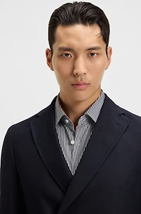Double-breasted blazer cotton and wool seersucker