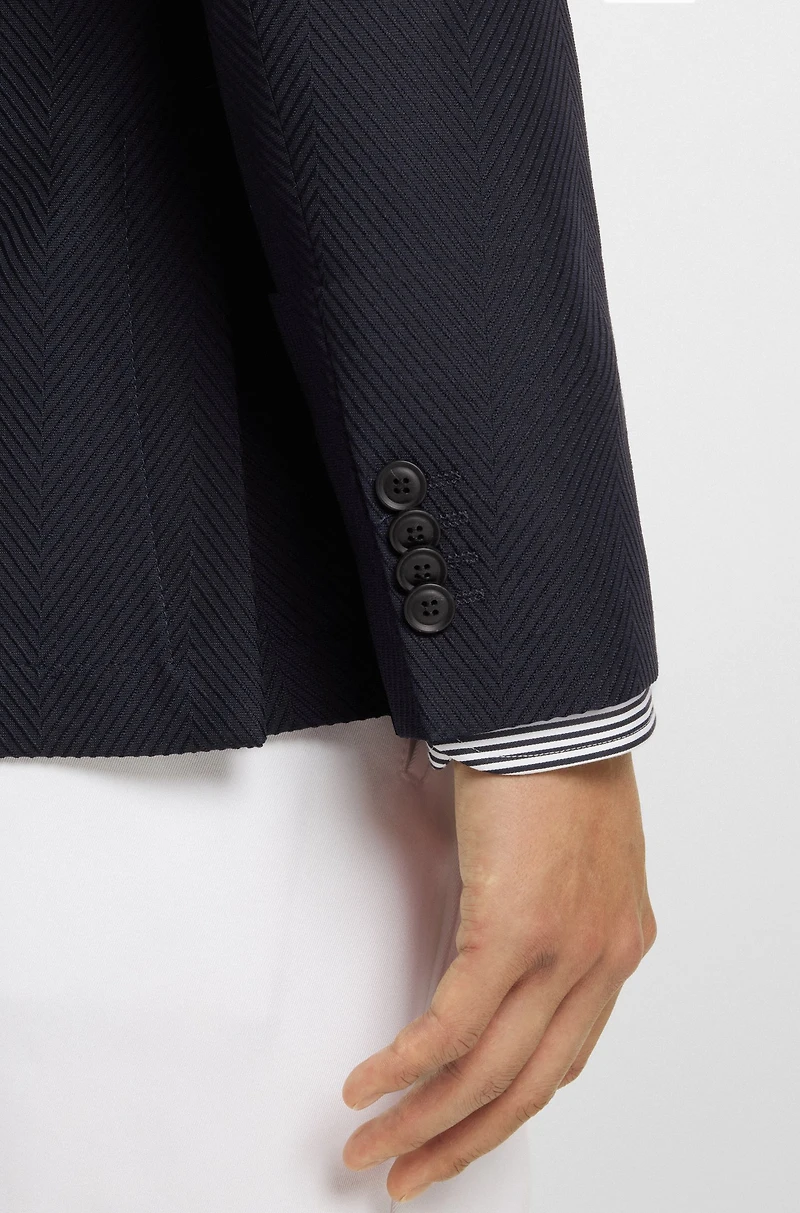 Double-breasted blazer cotton and wool seersucker