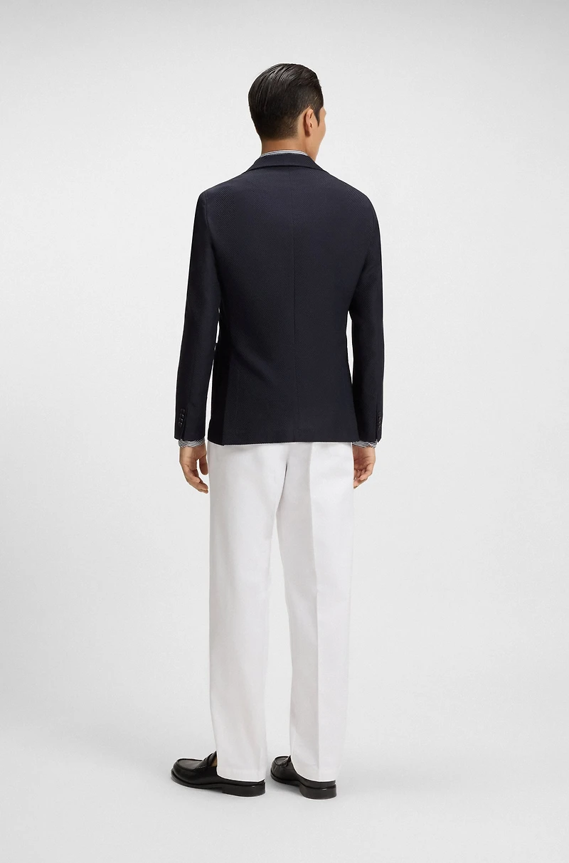 Double-breasted blazer cotton and wool seersucker
