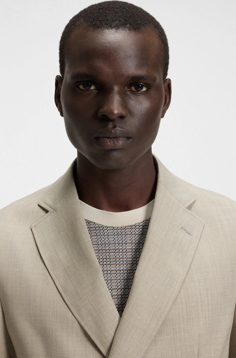 Double-breasted blazer micro-patterned wool