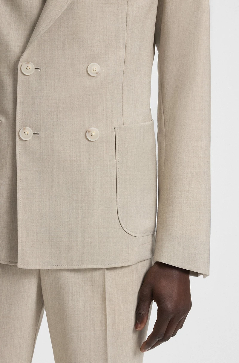 Double-breasted blazer micro-patterned wool