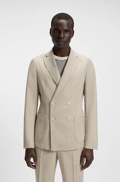 Double-breasted blazer micro-patterned wool