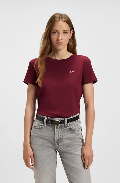 Cotton jersey T-shirt with handwritten-logo print