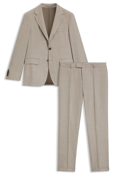 Two-piece regular-fit suit herringbone virgin wool