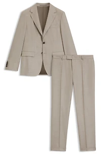 Two-piece regular-fit suit herringbone virgin wool