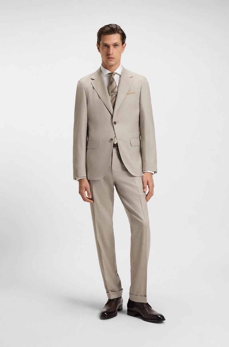 Two-piece regular-fit suit herringbone virgin wool