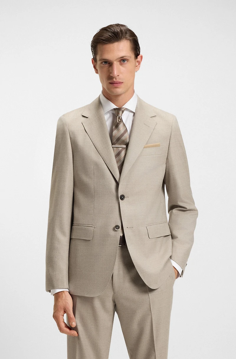 Two-piece regular-fit suit herringbone virgin wool