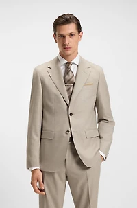 Two-piece regular-fit suit herringbone virgin wool