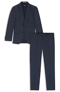 Two-piece slim-fit suit patterned stretch wool