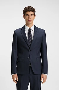 Two-piece slim-fit suit patterned stretch wool
