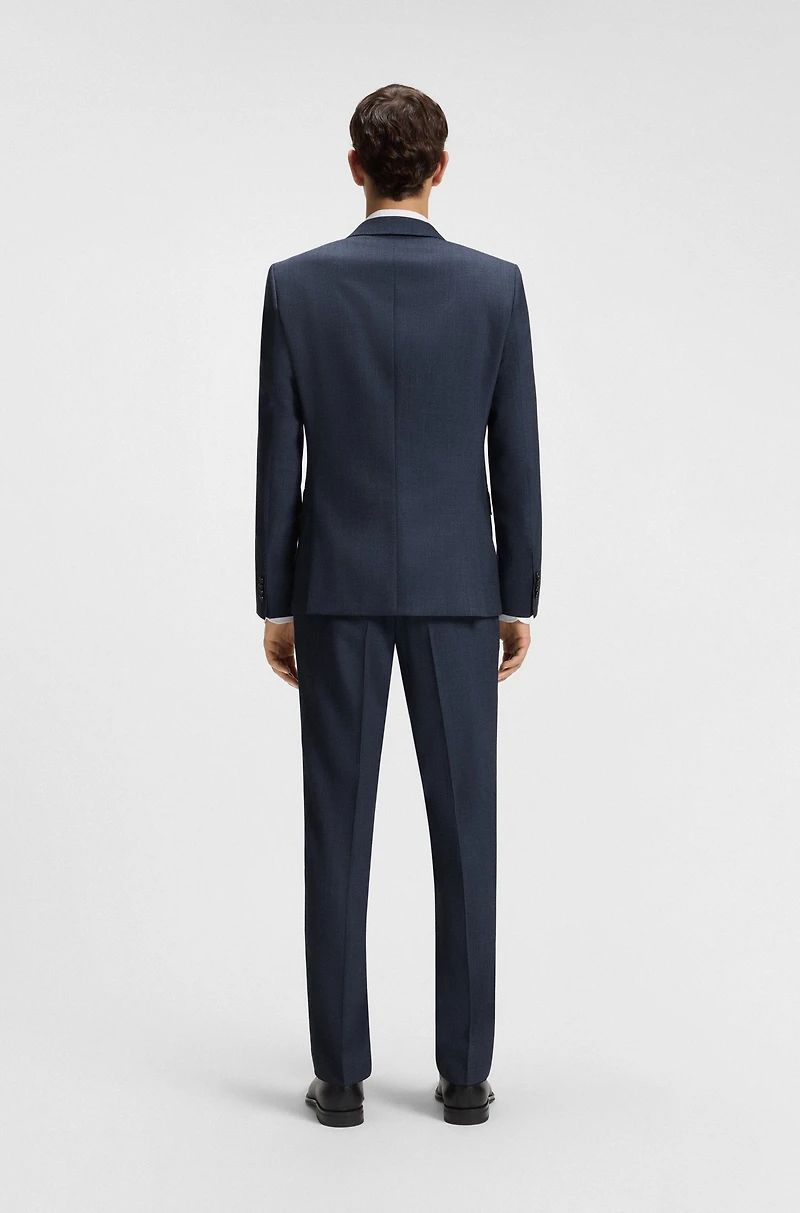 Two-piece slim-fit suit patterned stretch wool