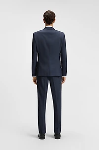 Two-piece slim-fit suit patterned stretch wool
