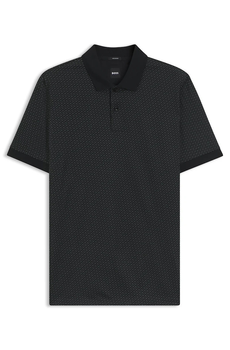 Mercerized-cotton polo shirt with two-tone monograms
