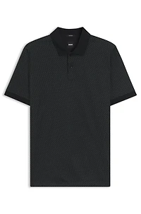 Mercerized-cotton polo shirt with two-tone monograms