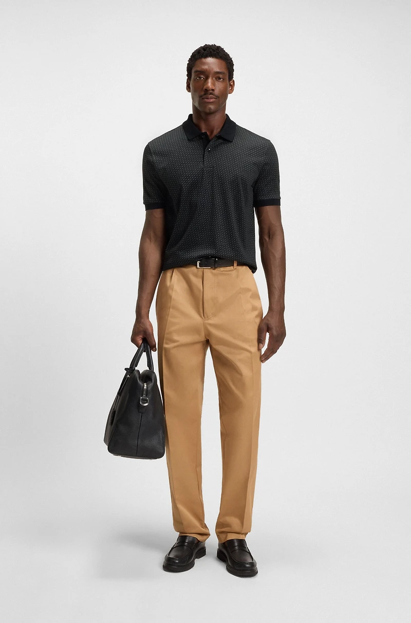 Mercerized-cotton polo shirt with two-tone monograms